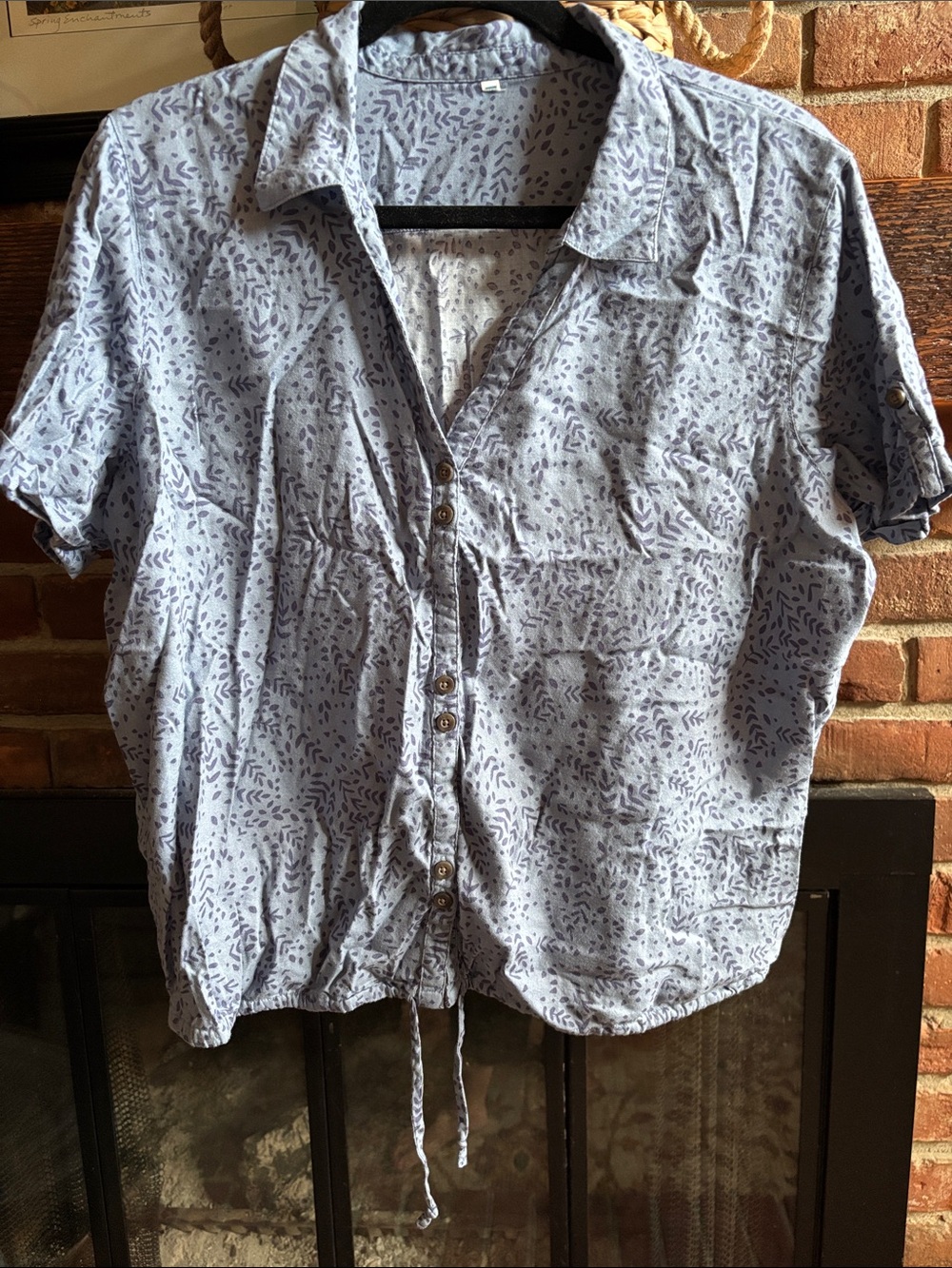 Kuhl Light Blue Printed Button-Front Women’s Casual Shirt